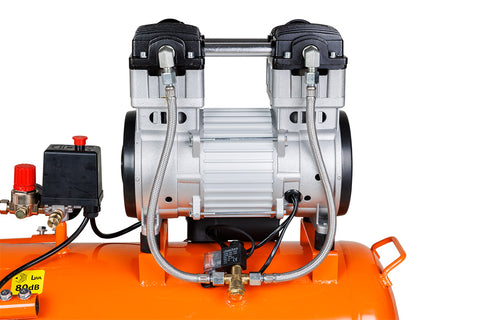 Kompresszor 50L, 8 bar, 180L/perc,  extra csendes, kefementes motorral, olajmentes, 80Db
