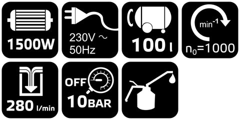 Kompresszor 100L, olajkenésű, 280L/perc, 10 bar