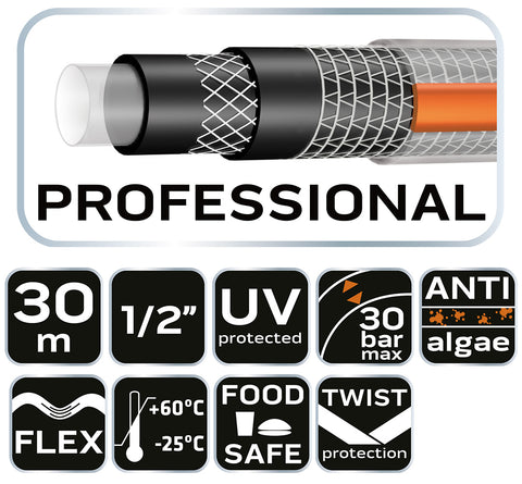 Locsolótömlő 1/2", 30m, 6 rétegű Professional
