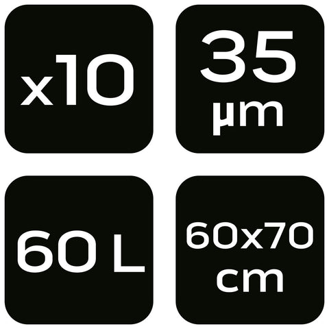 Szemeteszsák 60L, 60x70cm, barna, erősített, vastagság 35mic, 10db