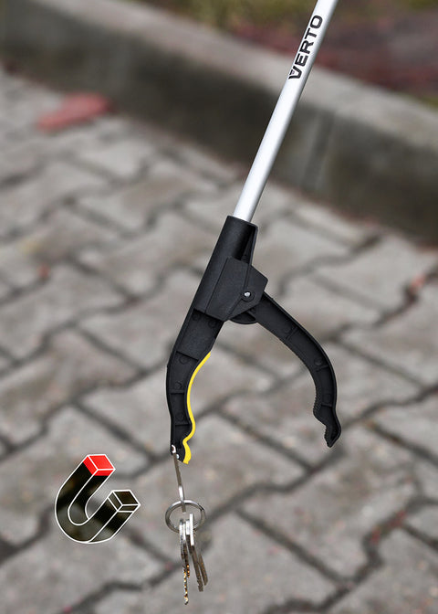 Szemétfelszedő csipesz, rugós, forgófejes, 76cm