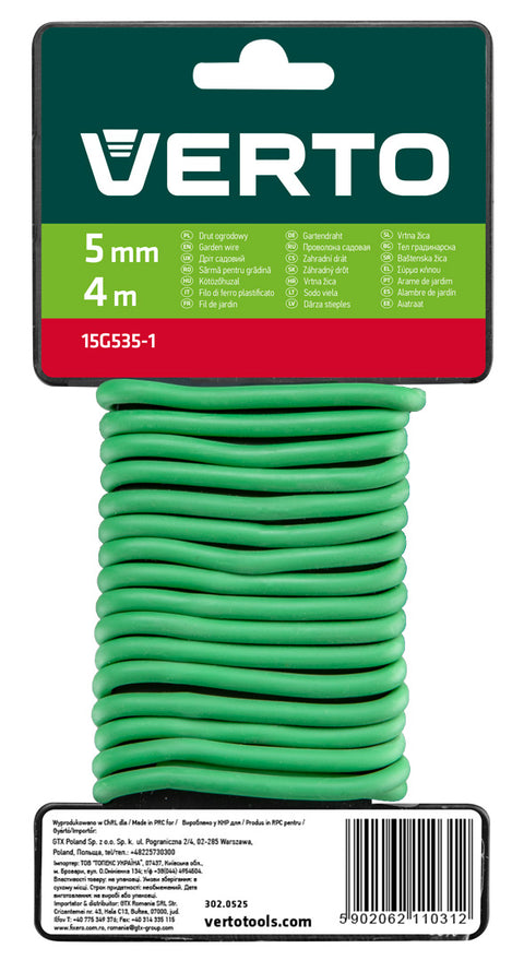 Kerti kötözőhuzal fém, műanyag bevonattal, 5mm, 4m, 