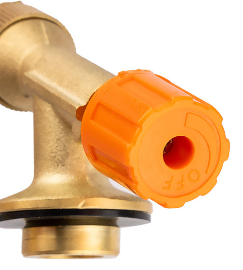 Gázégőfej menetes, réz, gázszabályzó csappal és lángterelő gyűrűvel