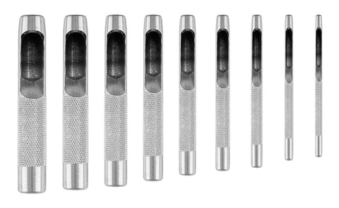 Bőrlyukasztó készlet, szénacél, 9db-os, 2,5-10mm, oxfordszövet tok