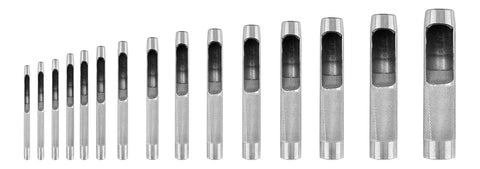 Bőrlyukasztó készlet, szénacél, 15db-os, 2-22mm, oxfordszövet tok