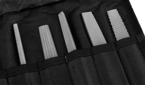 Reszelő készlet univerzális 5db-os, gyorscsatlakozós nyéllel, oxfordszövet tokban