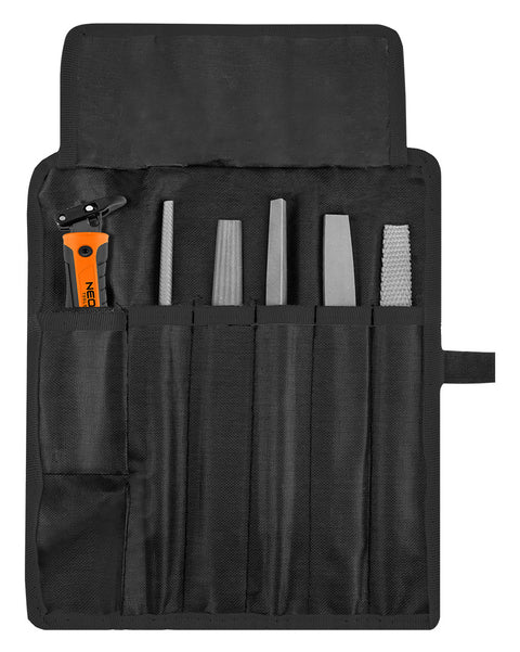 Reszelő készlet univerzális 5db-os, gyorscsatlakozós nyéllel, oxfordszövet tokban