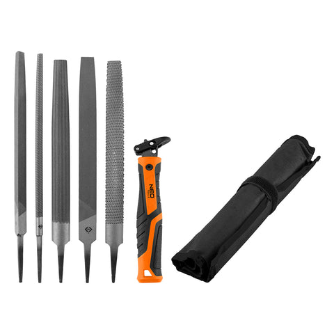 Reszelő készlet univerzális 5db-os, gyorscsatlakozós nyéllel, oxfordszövet tokban