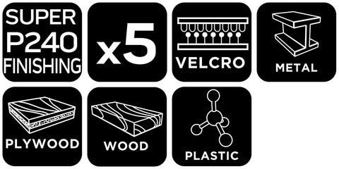 Csiszolópapír tépőzáras 80x130mm, P240, 8 lyukas, 04-623-hoz, 5db