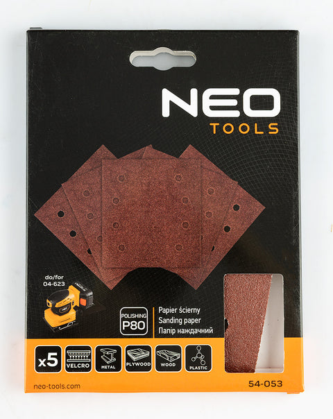 Csiszolópapír tépőzáras 113x113mm, P80, 8 lyukas, 04-623-hoz, 5db