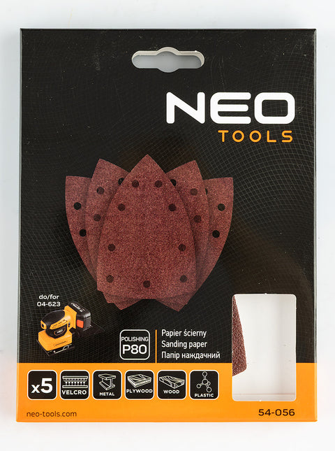 Csiszolópapír tépőzáras deltacsiszolóhoz 100x147mm, P80, 9 lyukas, 04-623-hoz, 5db