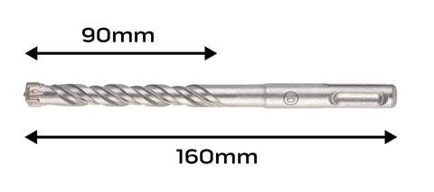 Betonfúró SDS PLUS 10x160mm, S4 type, 4 élű, vasbetonhoz