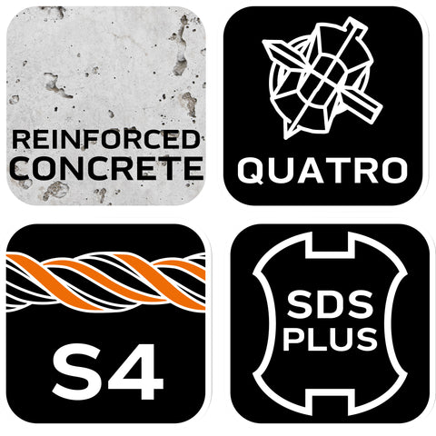 Betonfúró SDS PLUS 10x400mm, S4 type, 4 élű, vasbetonhoz, NEO TOOLS