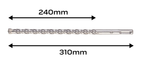 Betonfúró SDS PLUS 12x310mm, S4 type, 4 élű, vasbetonhoz