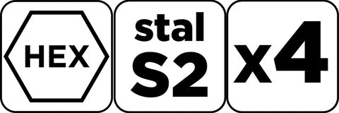Törtcsavar kihajtó készlet, 2 oldalas, M5-M14, S2 acél, 4db