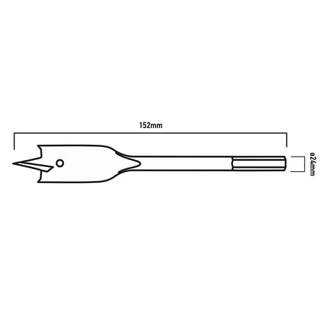 Lapos marófúró, 1/4" hatszög szár, 24x152mm, min. rendelés: 3db