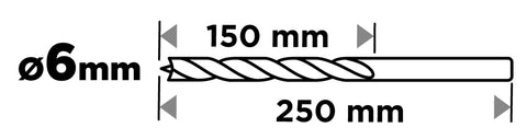 Fafúró, hosszú, 6x250mm, min. rendelés: 3db