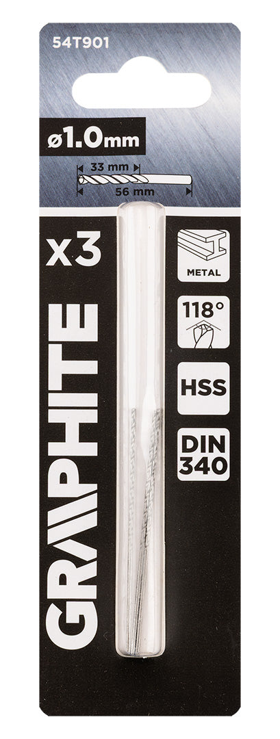 Csigafúró HSS, hosszú, DIN340, 1mm, 3db, min. rendelés: 3cs
