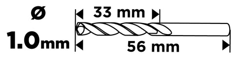 Csigafúró HSS, hosszú, DIN340, 1mm, 3db, min. rendelés: 3cs