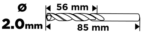 Csigafúró HSS, hosszú, DIN340, 2mm, 3db, min. rendelés: 3cs