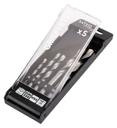 Csigafúró készlet, HSS, 5db-os, 4-10mm