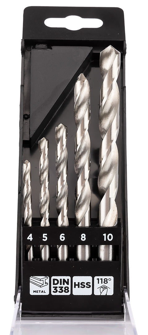 Csigafúró készlet, HSS, 5db-os, 4-10mm