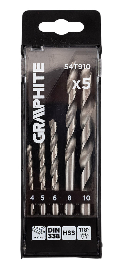 Csigafúró készlet, HSS, 5db-os, 4-10mm