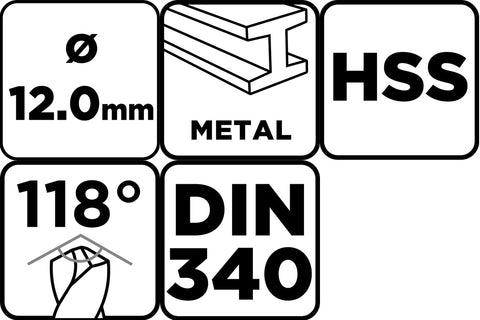 Csigafúró HSS, hosszú, DIN340, 12mm