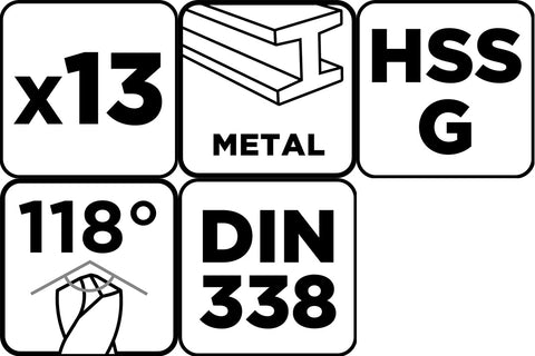 Csigafúró készlet, HSS-G, 13db-os, 1,5-6,5mm
