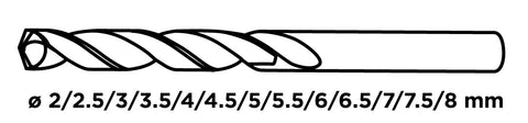 Csigafúró készlet, HSS-G, 13db-os, 2-8mm