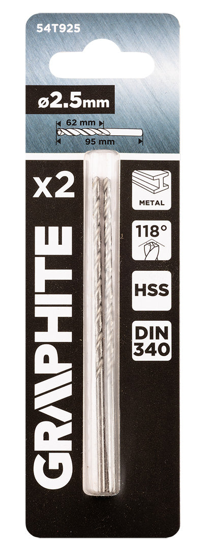 Csigafúró HSS, hosszú, DIN340, 2.5mm, 2db, min. rendelés: 3cs