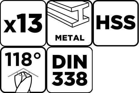 Csigafúró készlet, HSS, 13db-os, 2-8mm