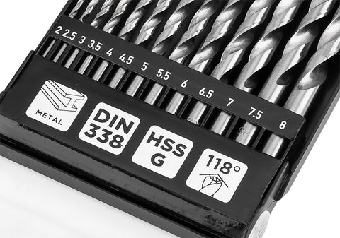Csigafúró készlet, HSS-G, 13db-os, 2-8mm