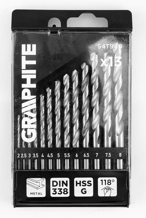 Csigafúró készlet, HSS-G, 13db-os, 2-8mm