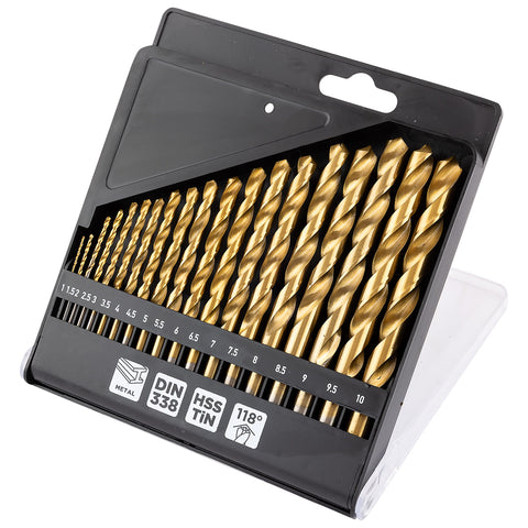 Csigafúró készlet, HSS-Titán, 19db-os, 1-10mm