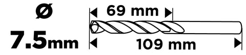 Csigafúró HSS, DIN338, 7.5mm, min. rendelés: 3db