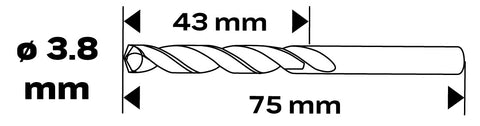 HSS-CNC csigafúró, 124°, Pro-Tec, 3.8mm, min. rendelés: 5db
