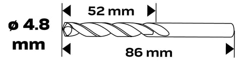 HSS-CNC csigafúró, 124°, Pro-Tec, 4.8mm