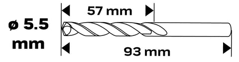 HSS-CNC csigafúró, 124°, Pro-Tec, 5.5mm
