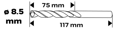 HSS-CNC csigafúró, 124°, Pro-Tec, 8.5mm