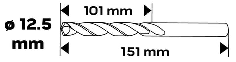 HSS-CNC csigafúró, 124°, Pro-Tec, 12.5mm