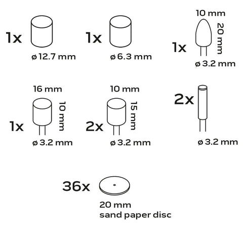 Csiszolókészlet mini fúró- és csiszológéphez, csiszolóanyagok, csiszolópapírok, 52db