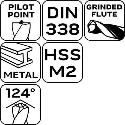 HSS-CNC csigafúró készlet, 124°, Pro-Tec, 4-10mm, 5db