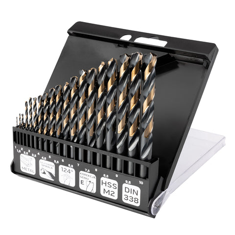 HSS-CNC csigafúró készlet, 124°, Pro-Tec, 1-10mm, 19db