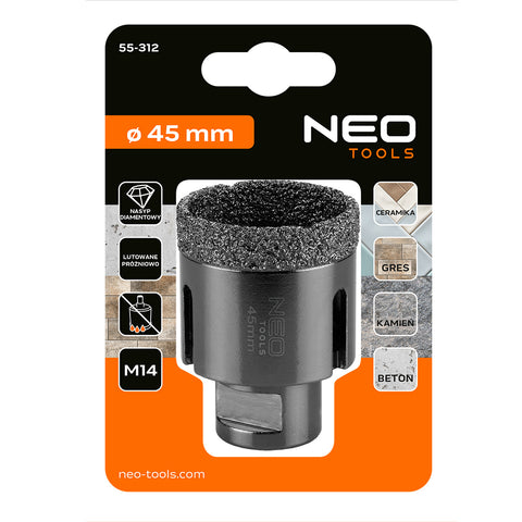 Körkivágó gyémántos 45mm, M14, NEO TOOLS