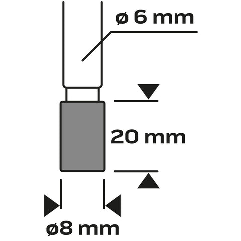 Keményfém marófej, turbómaró, B, hengeres, frontélezéssel, 8x20mm, szár méret 6x45mm, NEO TOOLS