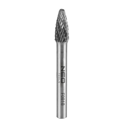 Keményfém marófej, turbómaró, F csúcsíves, 8x18mm, szár méret 6x45mm, NEO TOOLS