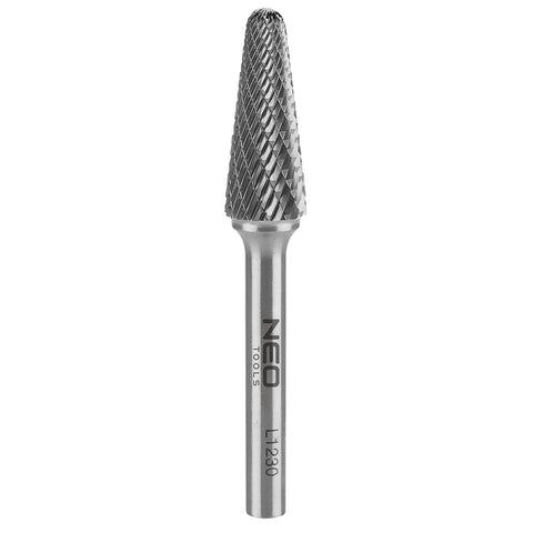 Keményfém marófej, turbómaró, L, kúpos, 12x30mm, szár méret 6x45mm, NEO TOOLS