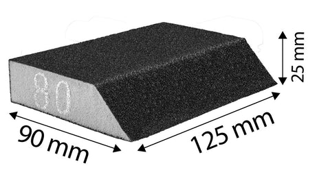 Csiszolószivacs 45fokos élű, 125x25x90mm, K180, min. rendelés: 5db, NEO TOOLS