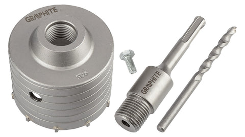 GRAPHITE 55H323 Koronafúró, körkivágó, 85 mm, SDS Plus szárral és központfúróval